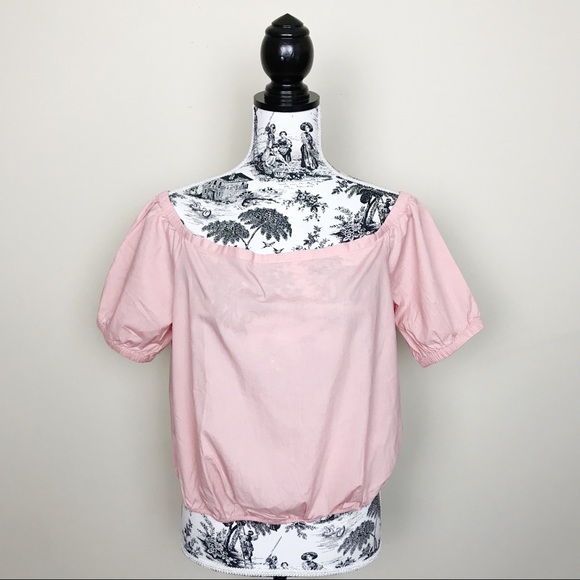 NWOT MADEWELL Off The Shoulder Bubble Top Pink - Picture 2 of 6